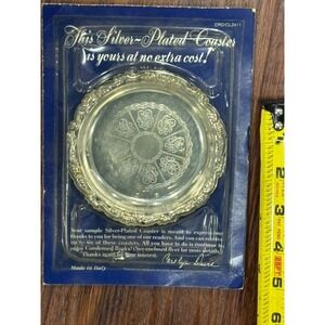 Vintage Silver Plated Coaster 4 Inch Diameter Made In Italy Set Of 2